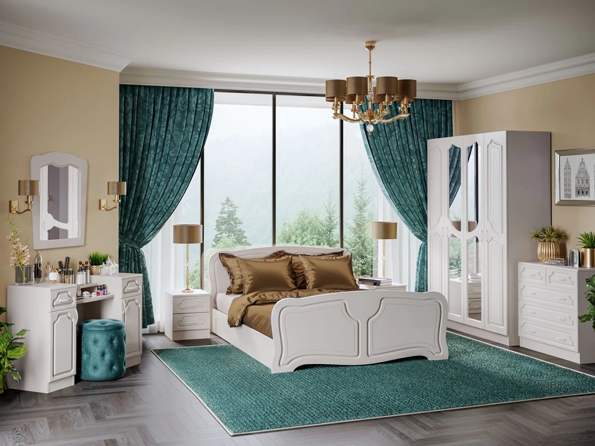 Спальный Гарнитур Настя МДФ Белый Глянец