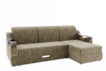 Диван Угловой Дубаи-2 (Пружинный Блок) с Оттоманкой и Ножками-Кубышками (Ш-2750 х Г-1600 х В-750 мм)/Разные Цвета