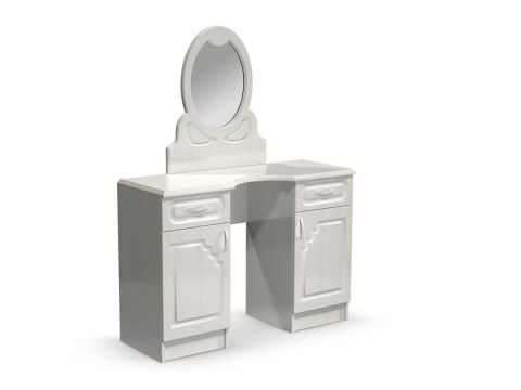 Стол Туалетный Герда МДФ Белый/Белый Глянец (Ш-1120 x В-796+800 x Г-400 мм)