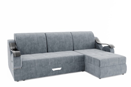 Диван Угловой Дубаи-2 (ППУ) с Оттоманкой и Ножками-Кубышками (Ш-2750 х Г-1600 х В-750 мм)/Разные Цвета