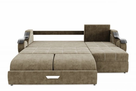 Диван Угловой Дубаи-2 (ППУ) с Оттоманкой и Ножками-Кубышками (Ш-2750 х Г-1600 х В-750 мм)/Разные Цвета