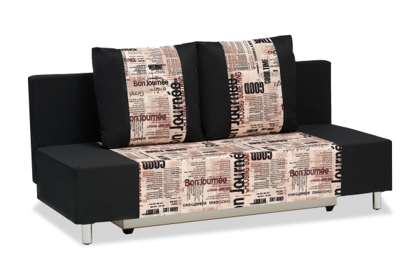 Диван еврокнижка Этно лайт черный / принт газета