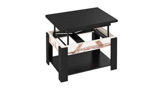 Журнальный Столик Тип 6 Трансформер с Рисунком Венге Цава/Дуб Молочный/Ш-650 × Г-900 × В-530 мм