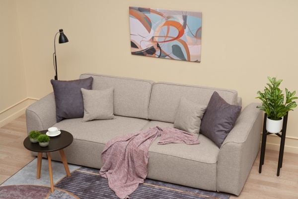 Диван еврокнижка Имир SE рогожка бежевая