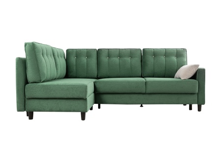 Диван угловой тик-так Арно зеленый / светло-серый